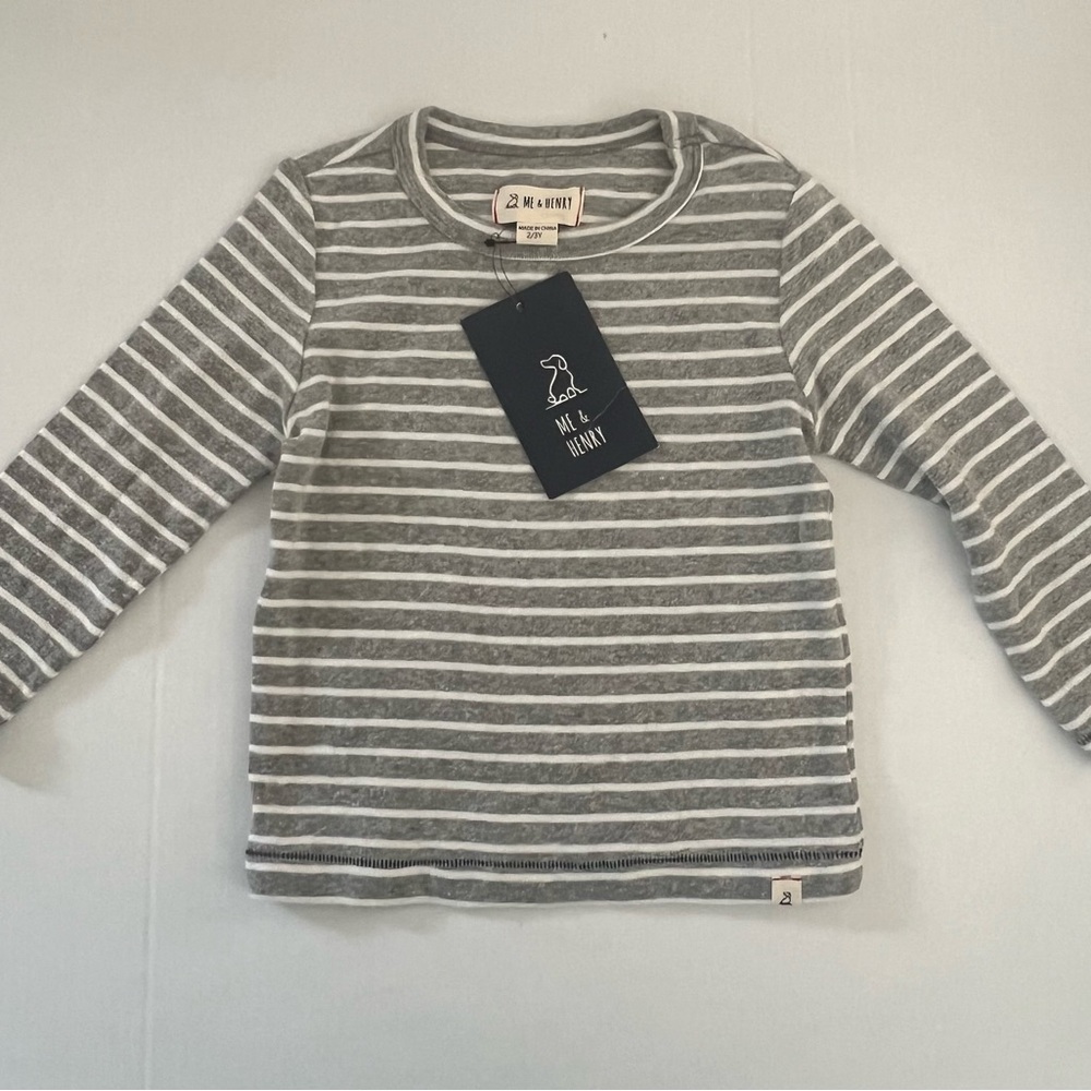 Me & Henry, Gray & White Striped Long Sleeve Shirt, size 2-3 years. BRAND NEW